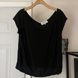 LAZY BONES Australia‎ black modal spandex v neck back boxy cropped short sleeve